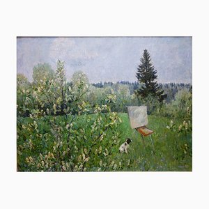 Georgij Moroz, Landscape with Dog, 2004, Oil on Canvas, Framed