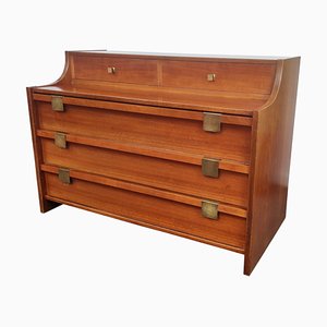 Mid-Century Modern Italian Wood and Brass Sideboard Chest of Drawers, 1960s