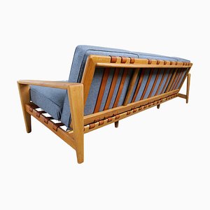Large Mid-Century Bodö Sofa in Oak, Leather and Wool from Svante Skogh, Sweden, 1960s