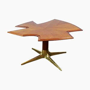 Mid-Century Austrian Walnut and Brass Coffee Table by Oswald Haerdtl