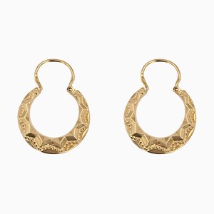 Aretes franceses de oro rosa de 18 quilates cincelados, años 50