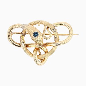 19th Century French Sapphire 18 Karat Yellow Gold Snake Ring