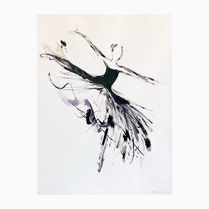 Marcela Zemanova, L’envol sur le lac, 2021, Ink on Paper, Framed