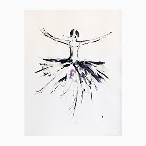 Marcela Zemanova, La danse des cygnes, 2021, Óleo sobre papel