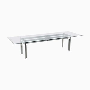 Large Steel Base and Glass Top Doge Dining Table by Carlo Scarpa, 1960s