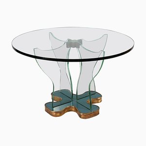 Mesa de centro o centro italiana redonda de vidrio de Gio Ponti para Fontana Arte, años 40