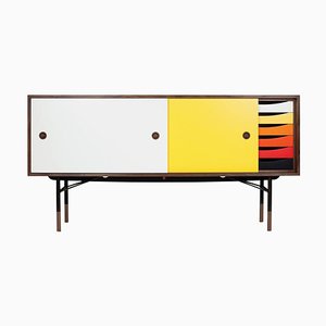 Sideboard in Wood and Warm Colors with a Tray Unit by Finn Juhl