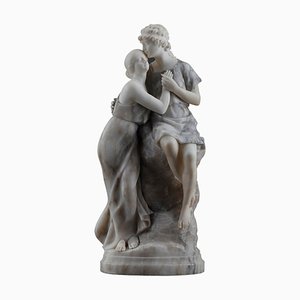 Marble and Alabaster Sculpture of Helen and Paris