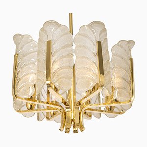 Lampadario con foglie in vetro di Murano di Carl Fagerlund per Orrefors, anni '60