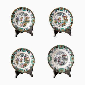 Piatti decorativi di Canton Boch Flat Brothers, inizio XIX secolo, set di 4