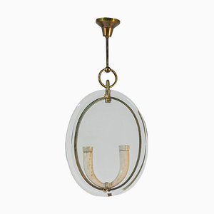 Lámpara colgante italiana de latón y vidrio artístico de Gio Ponti