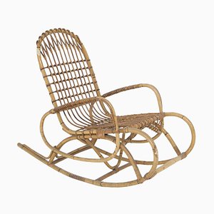 Vintage Italian Bamboo Rocking Chair