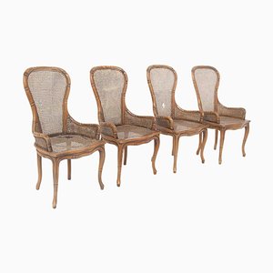 Italian Imitation Bamboo and Rattan Chairs by Giorgetti, Set of 4