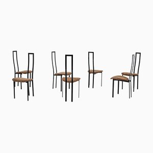Postmodern Black Metal and Velluto Dining Chairs by Cattelan Italia, Set of 6