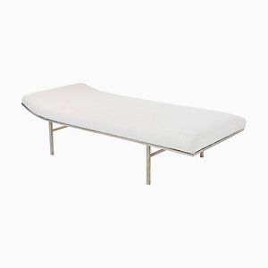 American White Bouclè and Steel Daybed by Jules Heumann for Lita