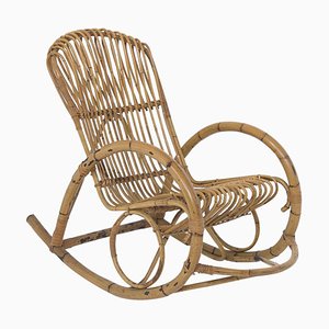 Italian Vintage Bamboo Rocking Chair 1950s