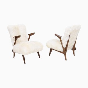 Italian Fur Armchairs by Giuseppe Scapinelli, Set of 2