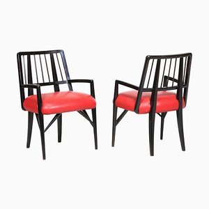 Chairs in Black Lacquered Wood by Paul Laszlo, 1950s, Set of 4