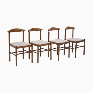 Italian Chairs in Beige Cotton Fabric, Set of 4