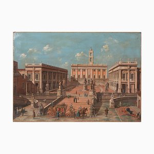 Piazza Del Campidoglio, 19th-Century, Oil on Canvas