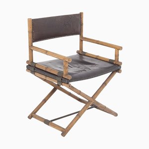 Directors Chair Modell X-Chair aus Leder, Bambus & Messing von McGuire