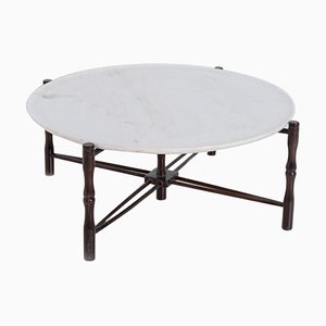 Italian Coffee Table in Wood & Marble by Giuseppe Scapinelli, 1950s