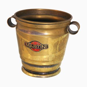 Nickel-Plated Brass Martini Ice Bucket with Original Logo