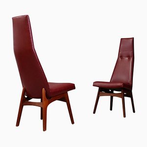 Rote Mid-Century Esszimmerstühle von Adrian Pearsall für Craft Associates, 1950er, 2er Set