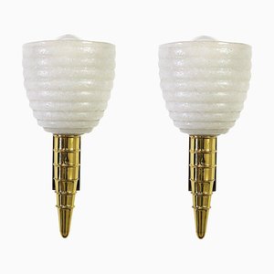 Mid-Century Sconces in Murano Glass and Brass from Barovier & Toso, 1960s, Set of 2