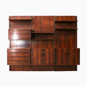 System Bücherregal aus Holz & Messing von Raffaella Crespi für Mobilia, 1960er