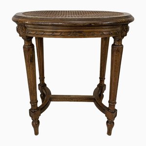 Louis XVI Style Carved Cane Oval Stool
