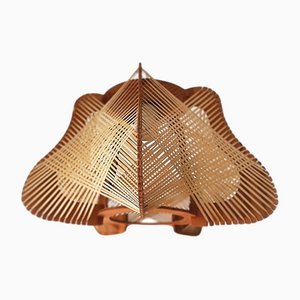 Mid-Century Modern French Wooden Hanging Lamp, 1960s