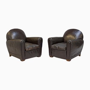 Leather Club Chairs, Set of 2