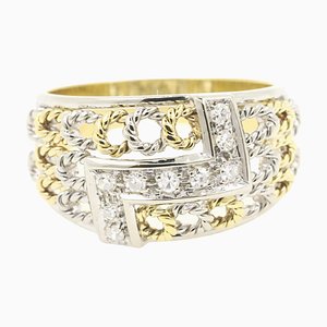 Diamant Cocktail Ring aus 18 Karat Gelb- und Weißgold