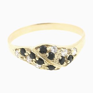 Sapphires and Diamonds 18 Karat Yellow Gold Ring