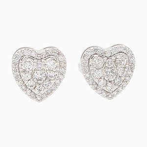 White Diamonds, 18kt White Gold Heart Shape Stud Earrings