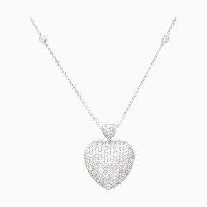 3.51 Ct White Diamonds, 18kt White Gold Heart Shape Pendant Necklace