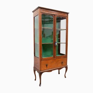 Antique Edwardian Inlaid Walnut Glazed Display Cabinet