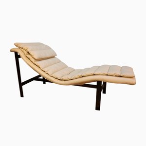 Leather and Metal Chaise Lounge