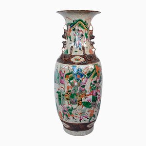 Large Canton Crackled Porcelain Baluster Vase, China, 19th Century
