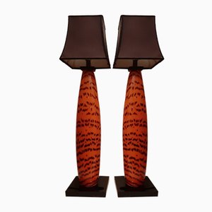Large Murano Table Lamps with Tiger Pattern Glass by Gino Cenedese, Set of 2