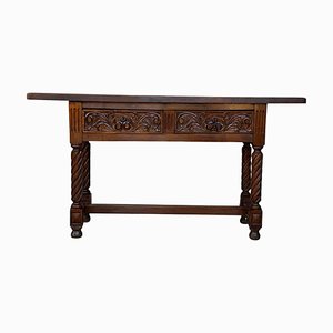 Early-19th Century Spanish Catalan Carved Walnut Console Table