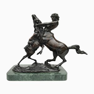 Centaure en Bronze Combattant avec un Orignal, 20ème Siècle