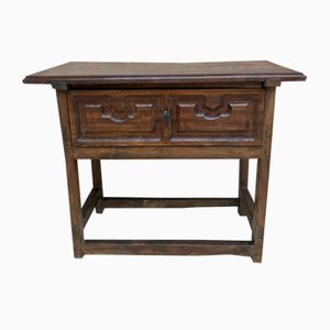 Early 20th Century Spanish Walnut Side Worktable with Large Single Drawer