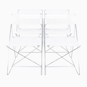 X Line White Dining Chairs by Niels Jørgen Haugesen for Hybodan, 1970s, Set of 4