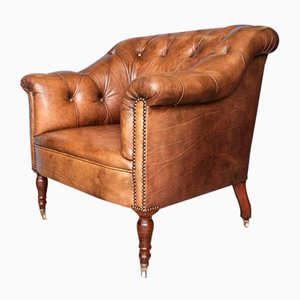 Distressed Brown Leather Chesterfield Somerville Armchair from George Smith