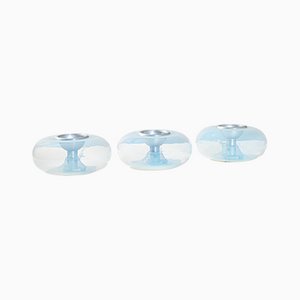 Murano Glass Blue Table Lamps in the Shape of a Donut from Leucos, 1970s, Set of 3