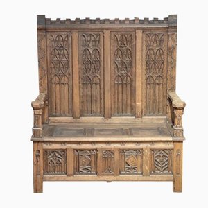 French Gothic Box Seat Bench