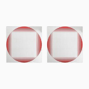 Brama Wall Mirrors with Texture in Lacquered Metal and Screen-Printed Mirror by Gianni Celada for Fontana Arte, 1970s, Set of 2