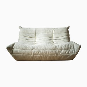 Togo 2-Seat Sofa in White Bouclette Fabric by Michel Ducaroy for Ligne Roset